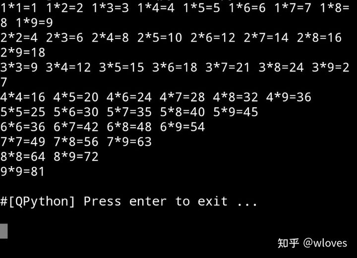 python99乘法表代码-一键生成Python99乘法表，